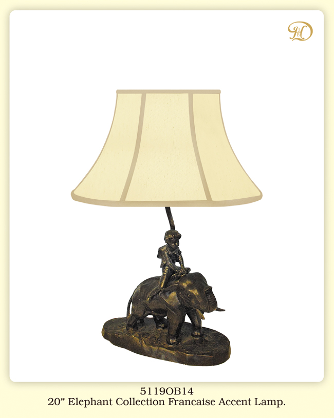 Jb Hirsch Home Decor 5119ob14 20 In. Elephant Collection Francaise Accent Table Lamp