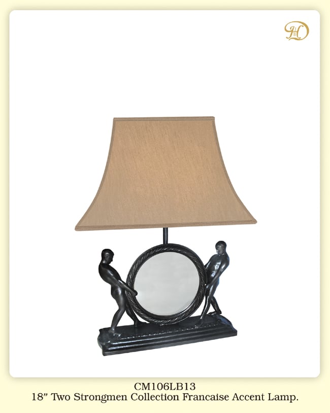 Jb Hirsch Home Decor Cm106lb13 18 In. Two Strongmen Collection Francaise Accent Table Lamp