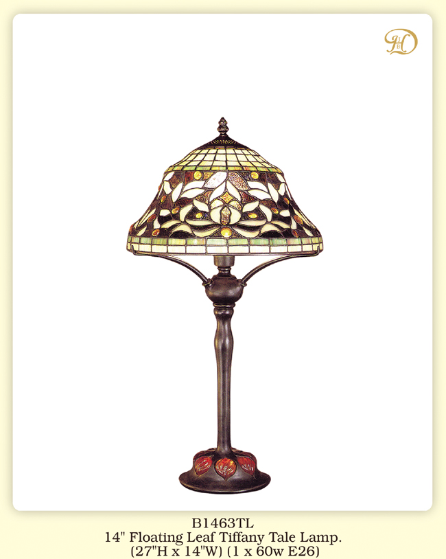 Jb Hirsch Home Decor B1463tl 14 In. Floating Leaf Tiffany Table Lamp