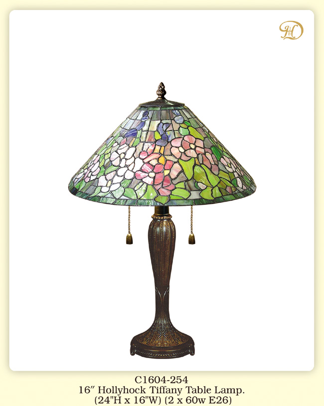 Jb Hirsch Home Decor C1604-254 16 In. Hollyhock Tiffany Table Lamp