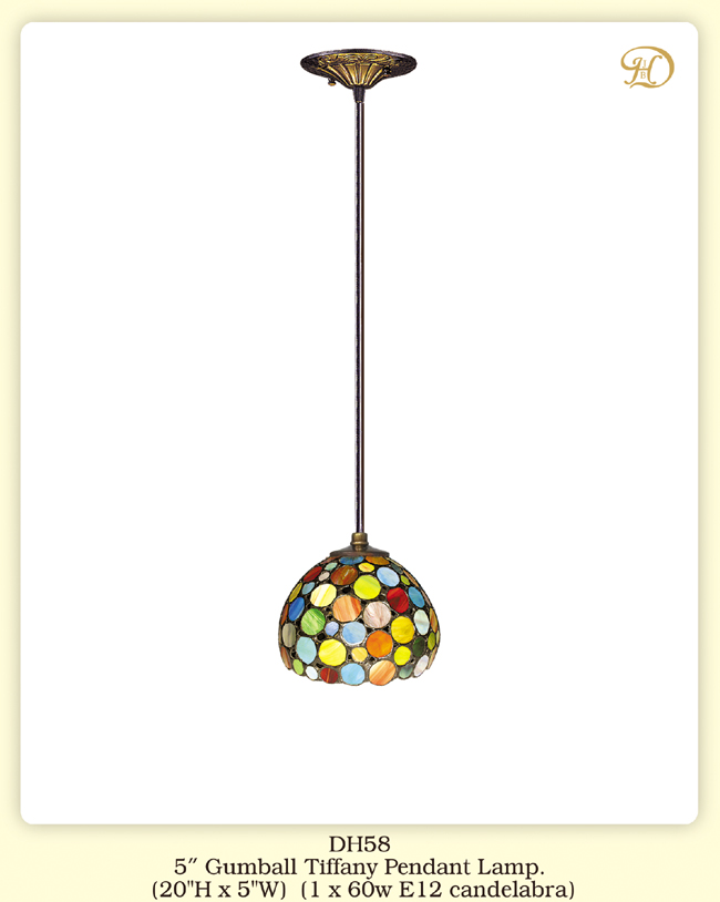 Jb Hirsch Home Decor Dh58 5 In. Gumball Tiffany 1 Light Mini Pendant