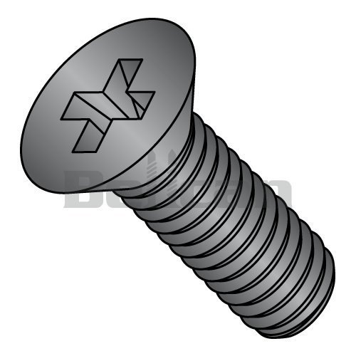 0.25-20 X 1.5 Phillips Flat Fully Threaded Machine Screw, Black Oxide - 18-8 Stainless Steel - Box Of 1000