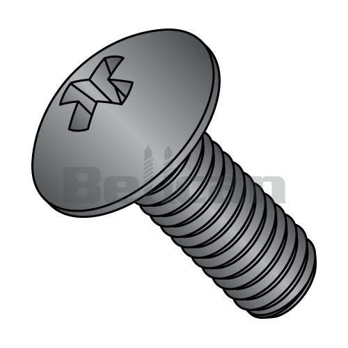 0.25-20 X 1.25 Phillips Fully Contour Truss Fully Threaded Machine Screw, Black Oxide - 18-8 Stainless Steel - Box Of 1000