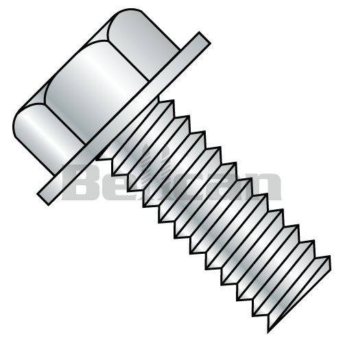 0.25-20 X 0.87 Unslotted Indented Hex Washer Head Fully Threaded Machine Screw - Zinc - Box Of 2500