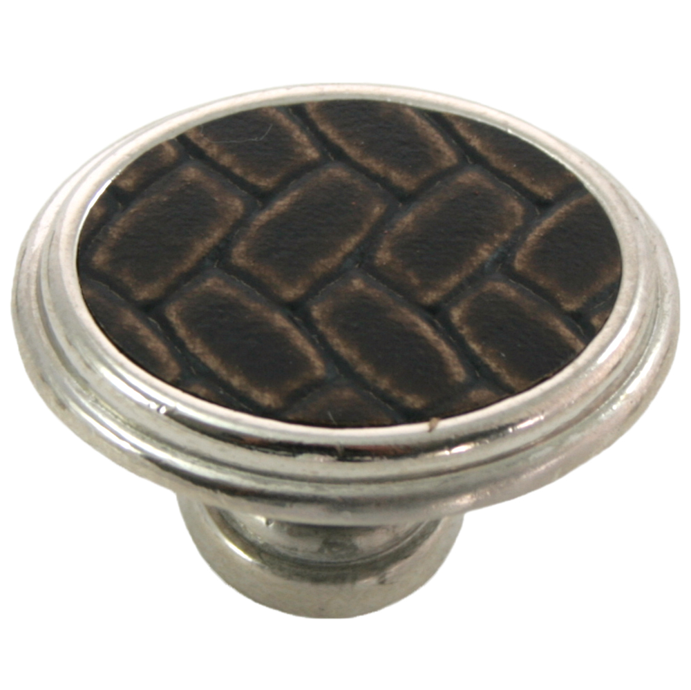 1.63 In. Oval Knob - Polished Nickel & Brown