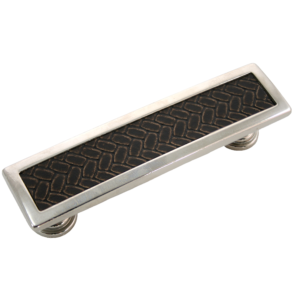 12498 96 Mm Pull - Polished Nickel & Brown