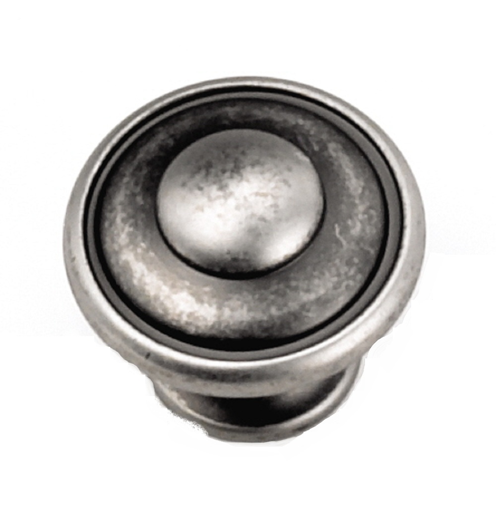 1.13 In. Button Top Knob - Antique Pewter