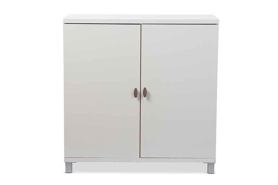 Hs-001-white Marcy Modern & Contemporary White Wood Entryway Handbags Or School Bags Storage Sideboard Cabinet - 35.88 X 35.1 X 15.6 In.