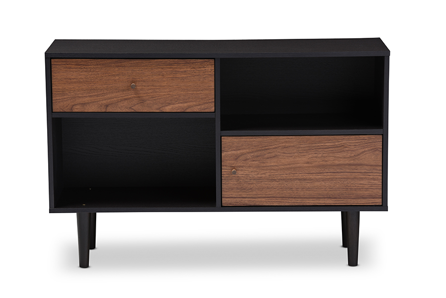 Fp-6779-walnut-espresso Auburn Mid-century Modern Scandinavian Style Sideboard Storage Cabinet - 23.75 X 45.4 X 15.6 In.