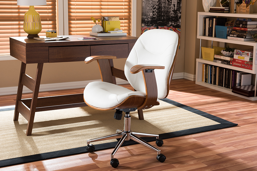 Sd-2235-5 Walnut-white Rathburn Modern & Contemporary White & Walnut Office Chair - 35.49 X 25.35 X 26.13 In.