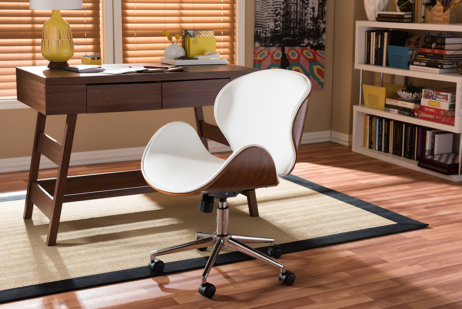 Sdm-2240-5 Walnut-white Bruce Modern & Contemporary White & Walnut Office Chair - 33.93 X 21.45 X 24.18 In.