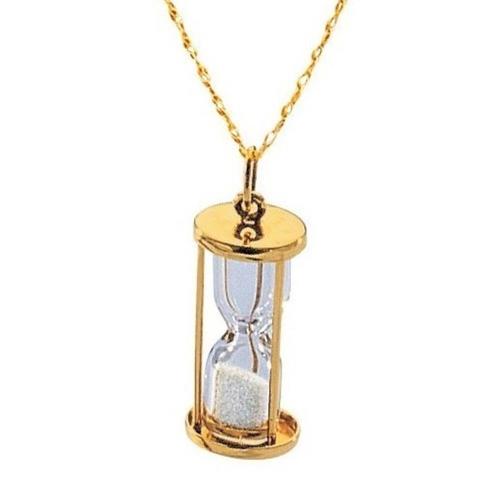Hourglass-dm-ygp 14k Tyellow Gold Plated Over 925 Sterling Silver Natural Diamond Time In Bottom Dust Hourglass Pendant