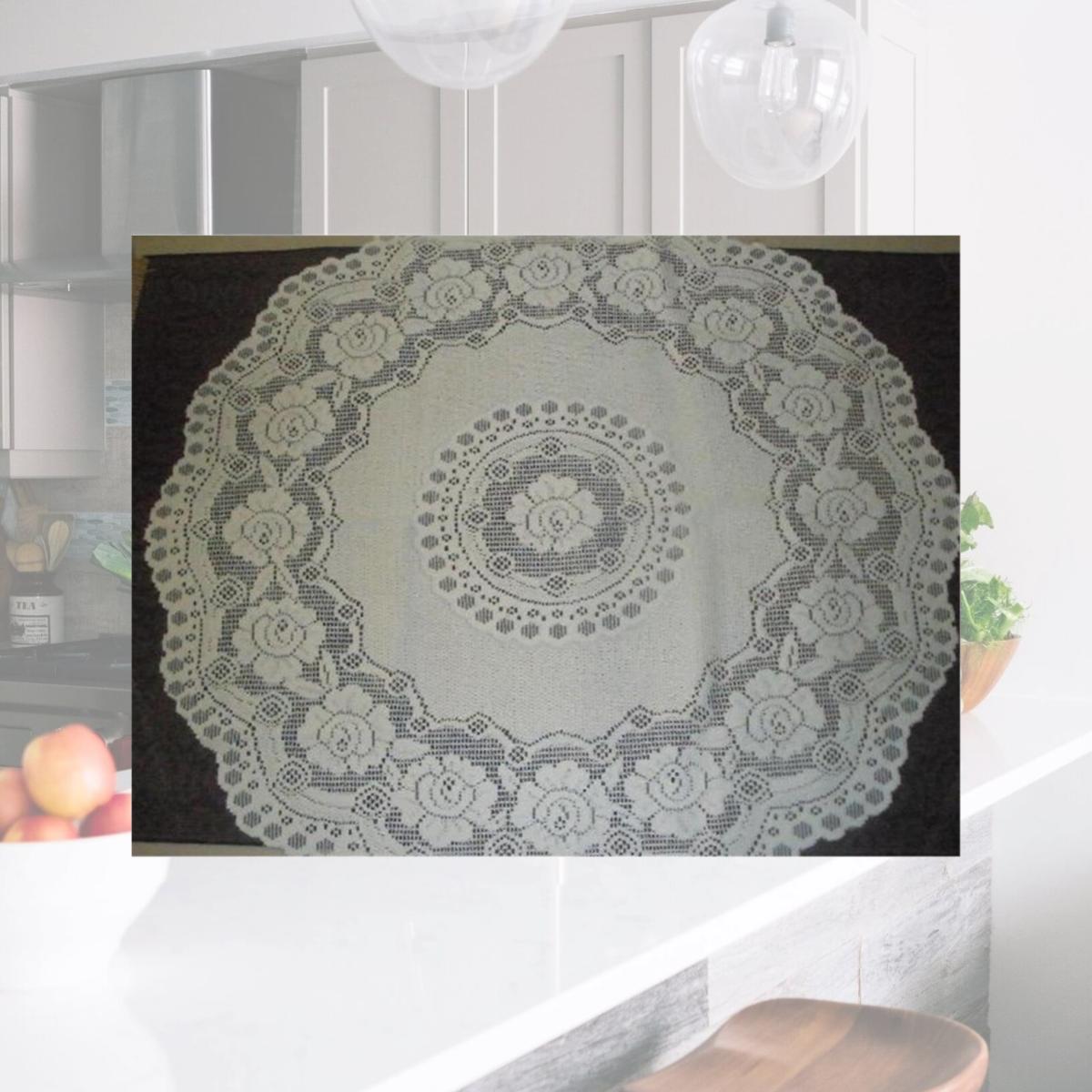 Picture of Tapestry Trading 652I36 36 in. European Lace Table Topper- Ivory