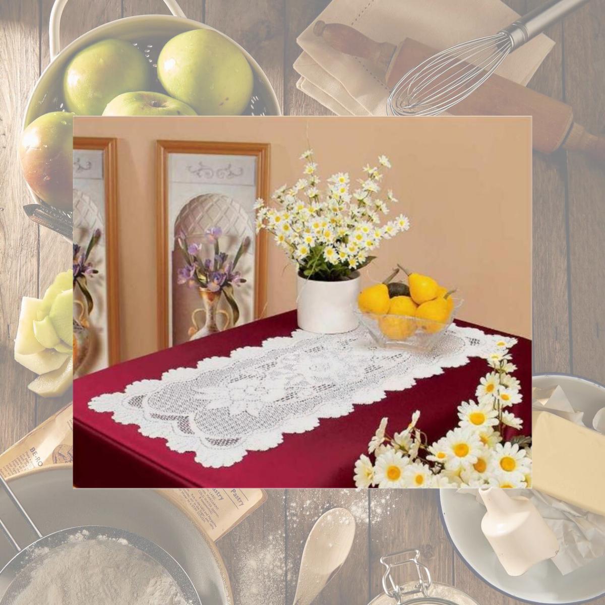 Picture of Tapestry Trading 558I1655 16 x 54 in. European Lace Table Runner- Ivory
