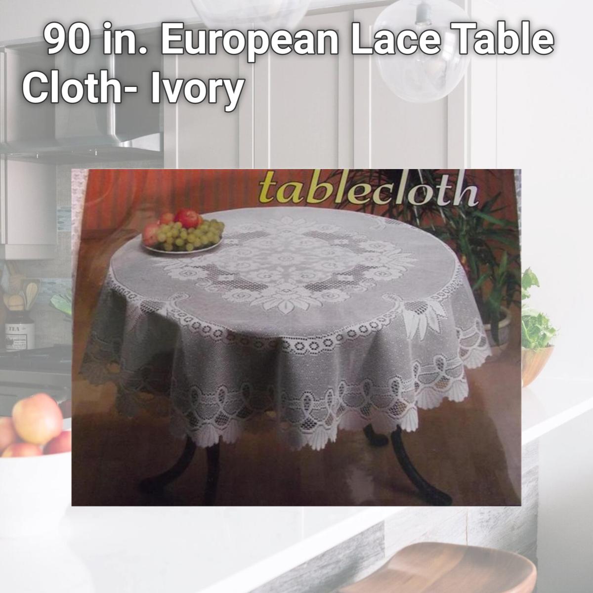Picture of Tapestry Trading 558I90 90 in. European Lace Table Cloth- Ivory