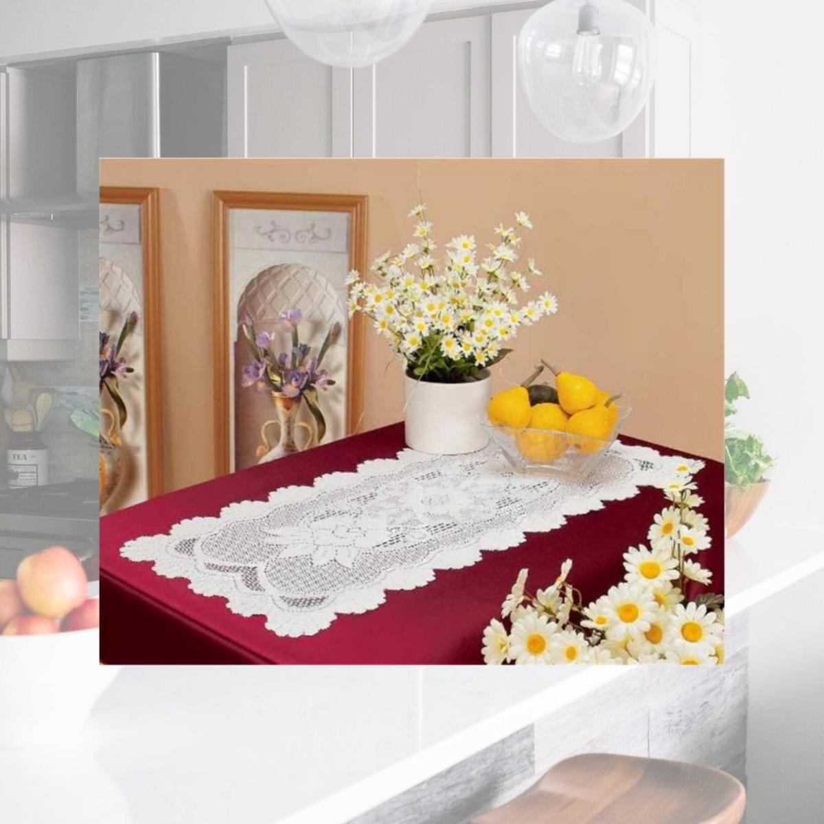 Picture of Tapestry Trading 558W1643 16 x 46 in. European Lace Table Runner- White