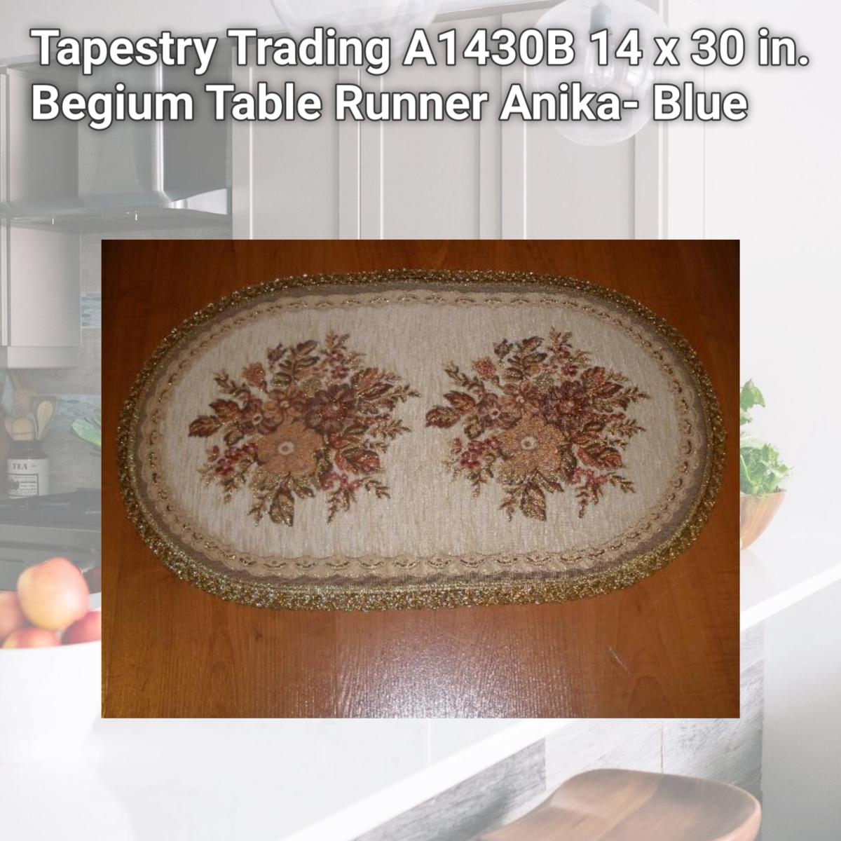 Picture of Tapestry Trading A1430B 14 x 30 in. Begium Table Runner Anika- Blue