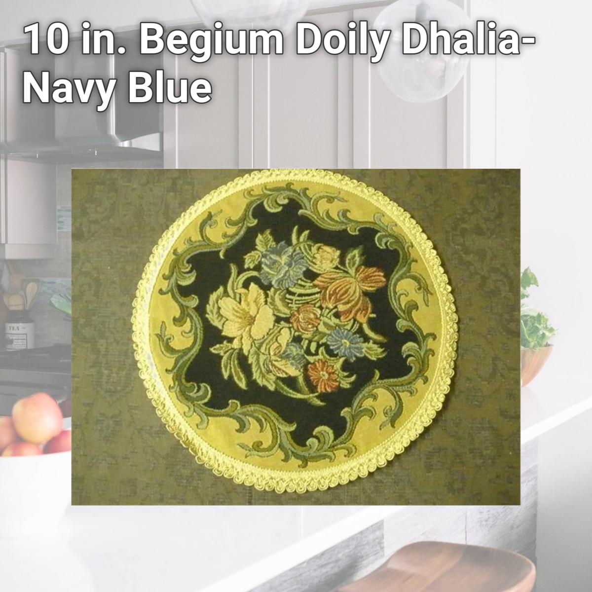 Picture of Tapestry Trading DH10 10 in. Begium Doily Dhalia- Navy Blue