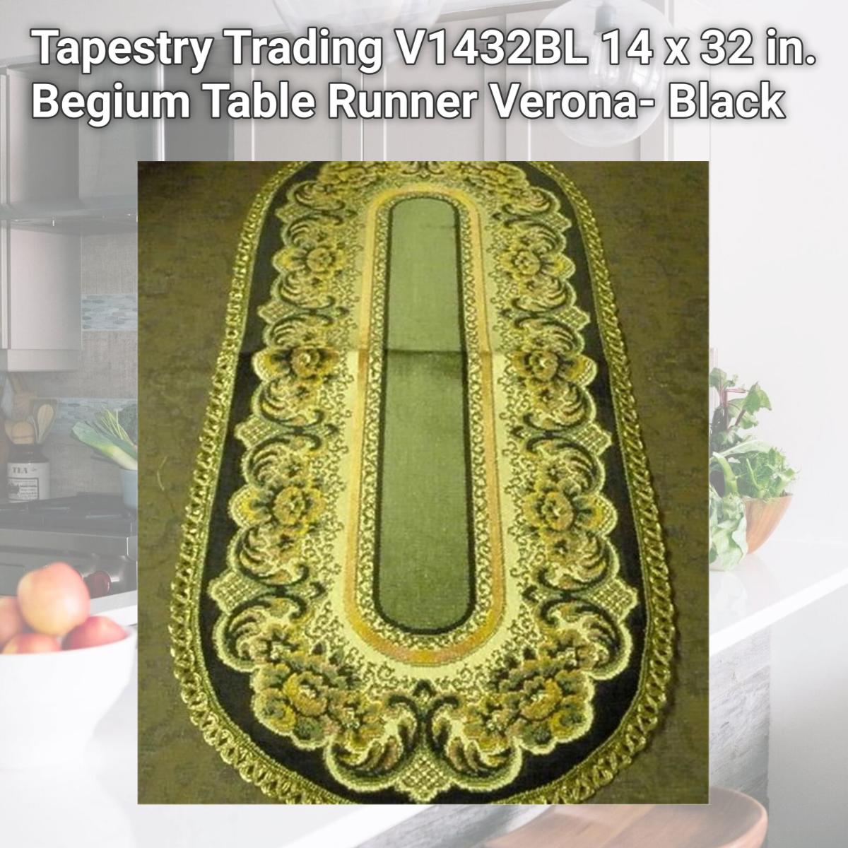 Picture of Tapestry Trading V1432BL 14 x 32 in. Begium Table Runner Verona- Black