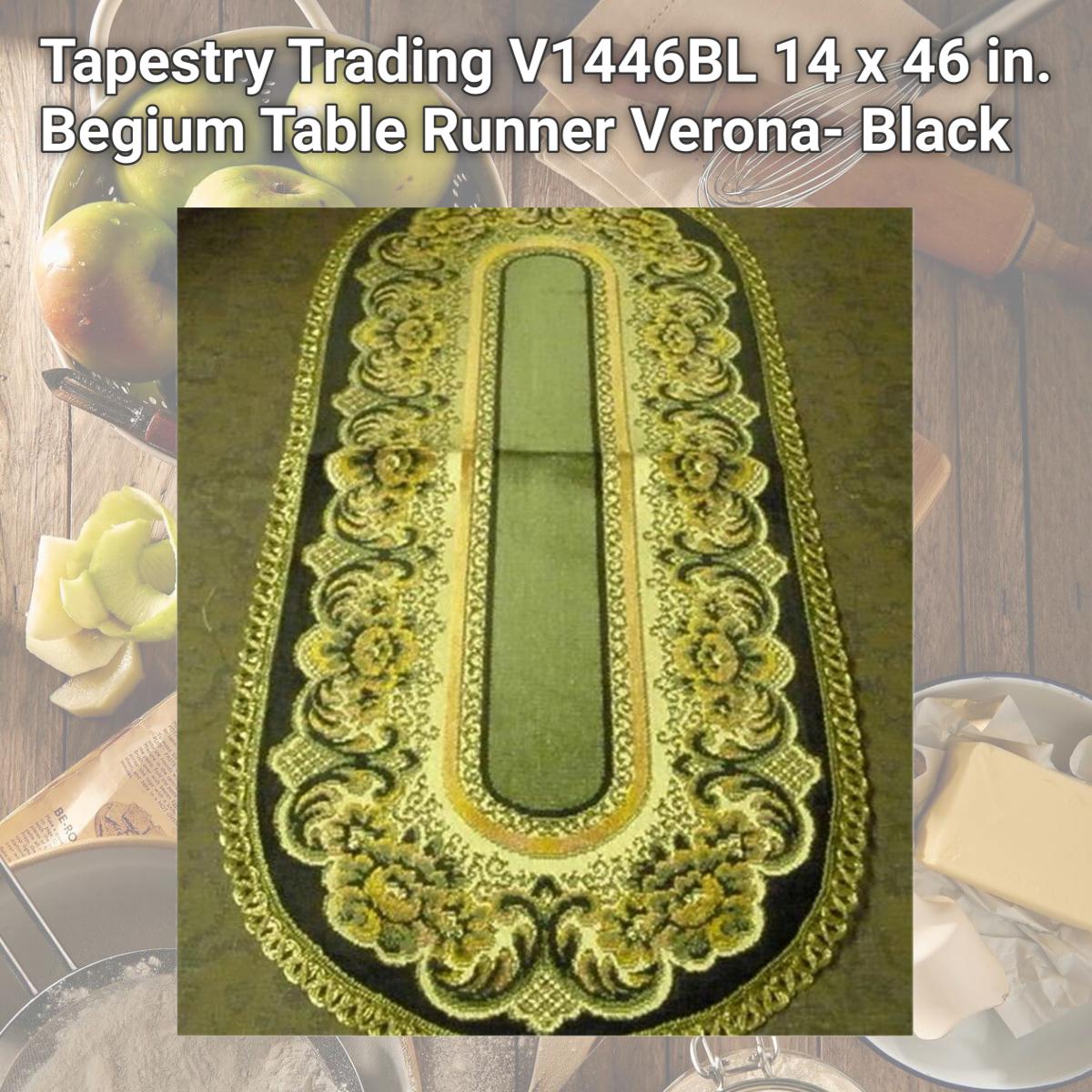 Picture of Tapestry Trading V1446BL 14 x 46 in. Begium Table Runner Verona- Black