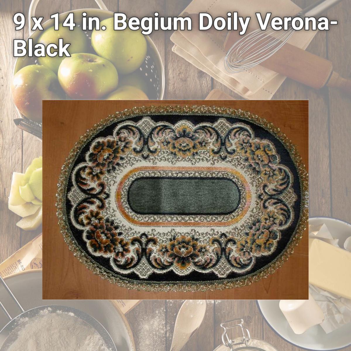 Picture of Tapestry Trading V914BL 9 x 14 in. Begium Doily Verona- Black