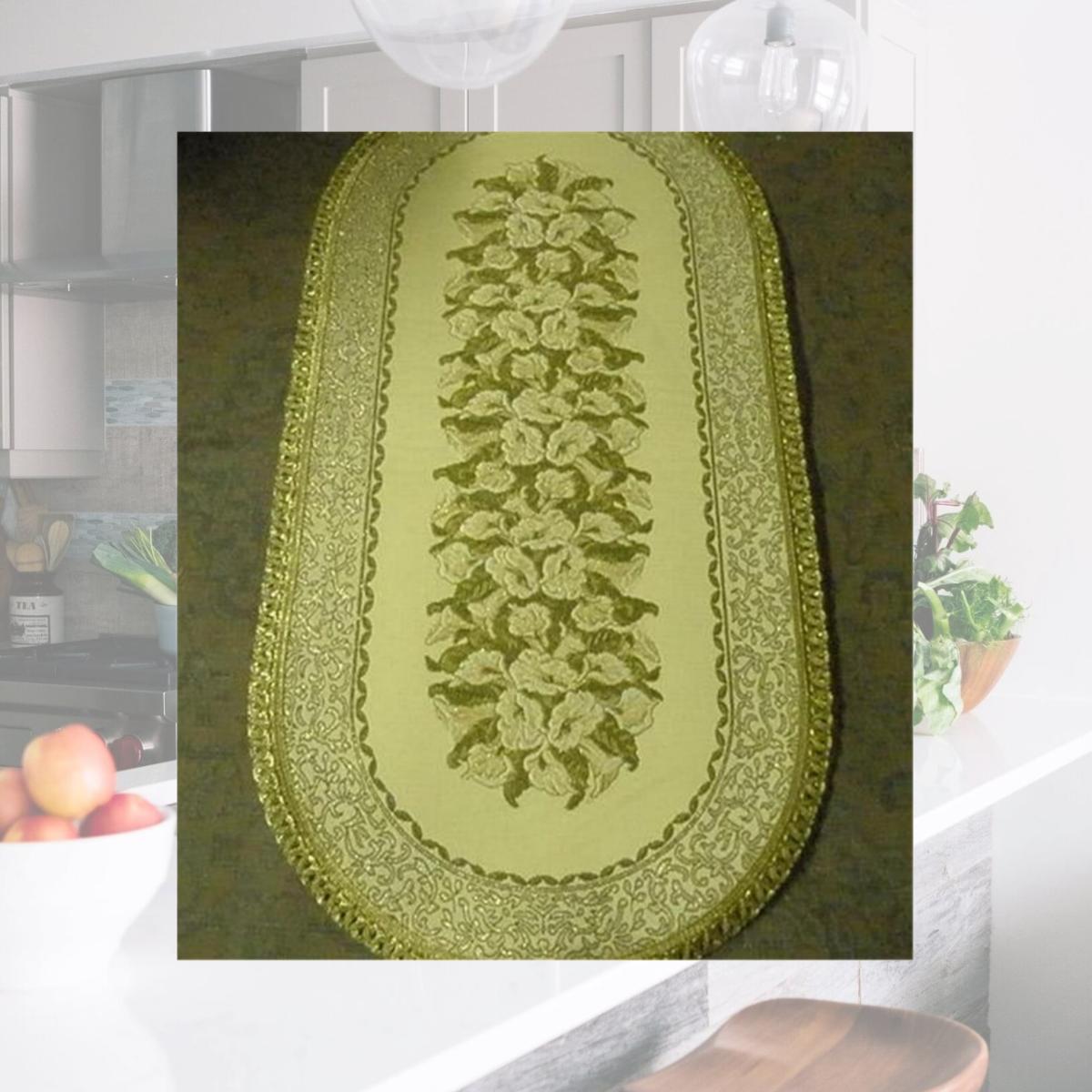 Picture of Tapestry Trading VE1432 14 x 30 in. Begium Table Runner Venus Lily- Green