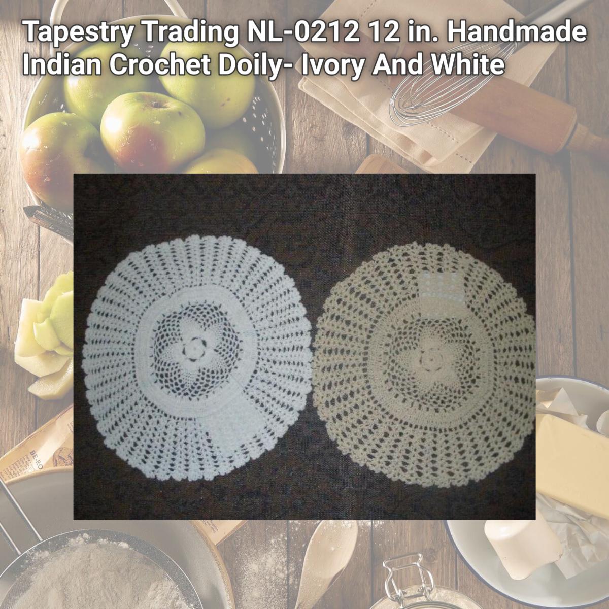 Picture of Tapestry Trading NL-0212 12 in. Handmade Indian Crochet Doily- Ivory And White