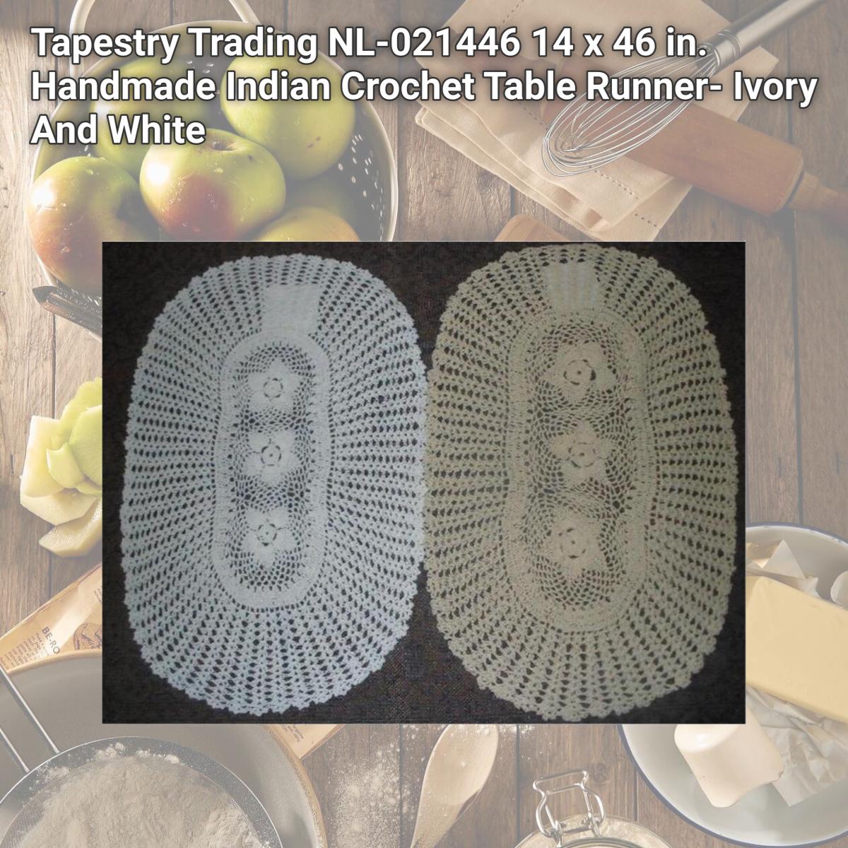Picture of Tapestry Trading NL-021446 14 x 46 in. Handmade Indian Crochet Table Runner- Ivory And White