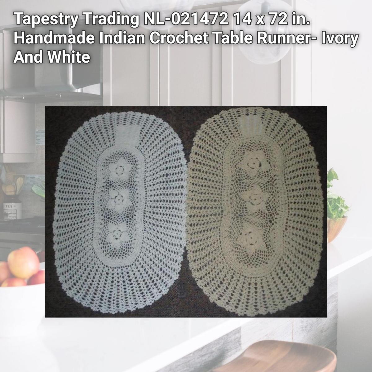 Picture of Tapestry Trading NL-021472 14 x 72 in. Handmade Indian Crochet Table Runner- Ivory And White