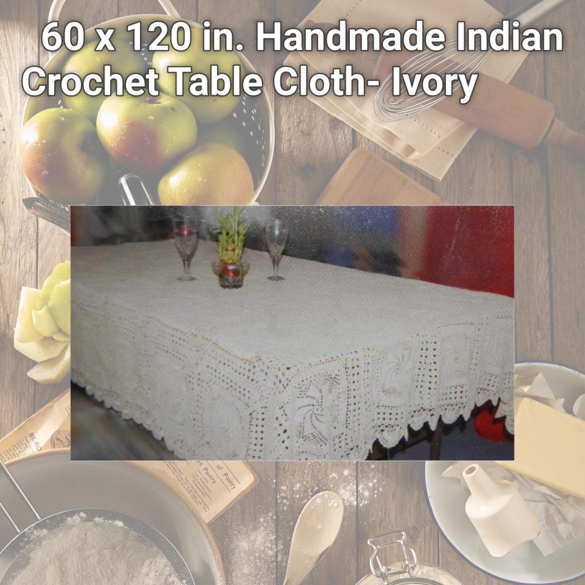 Picture of Tapestry Trading GL-29I60120 60 x 120 in. Handmade Indian Crochet Table Cloth- Ivory