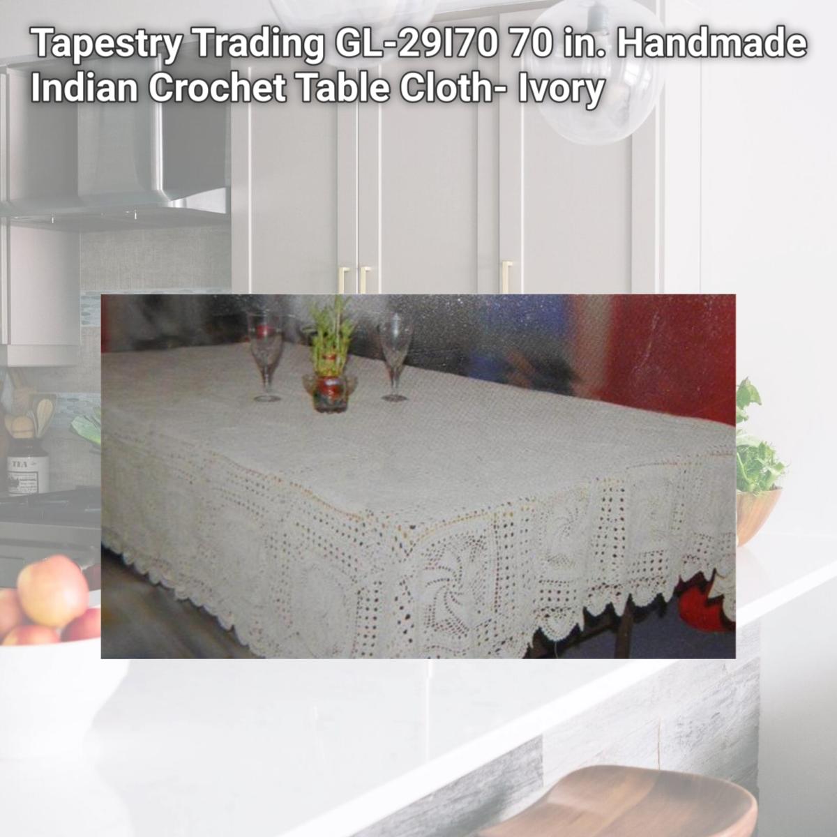 Picture of Tapestry Trading GL-29I70 70 in. Handmade Indian Crochet Table Cloth- Ivory