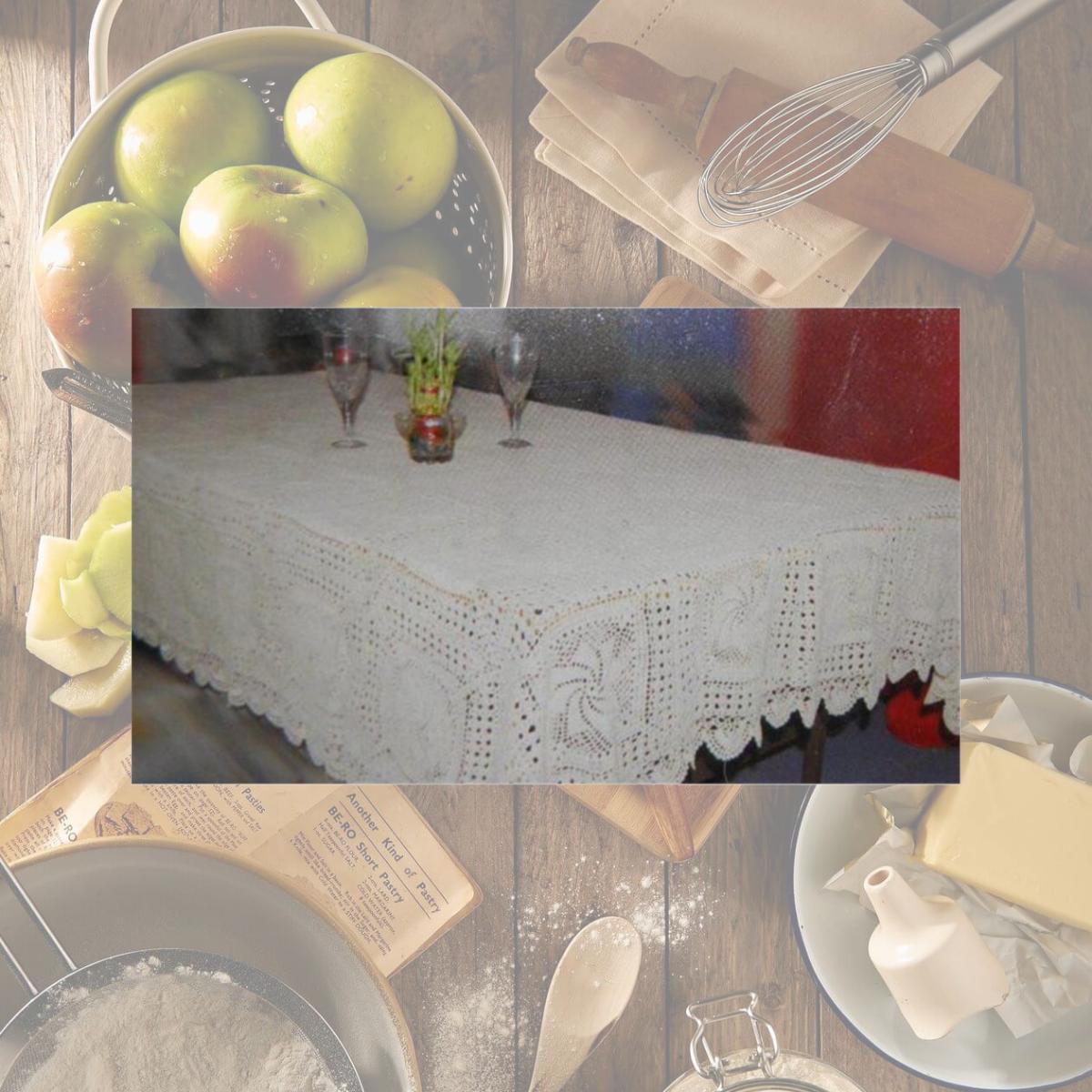 Picture of Tapestry Trading GL-29I70 70 in. Handmade Indian Crochet Table Cloth- Ivory