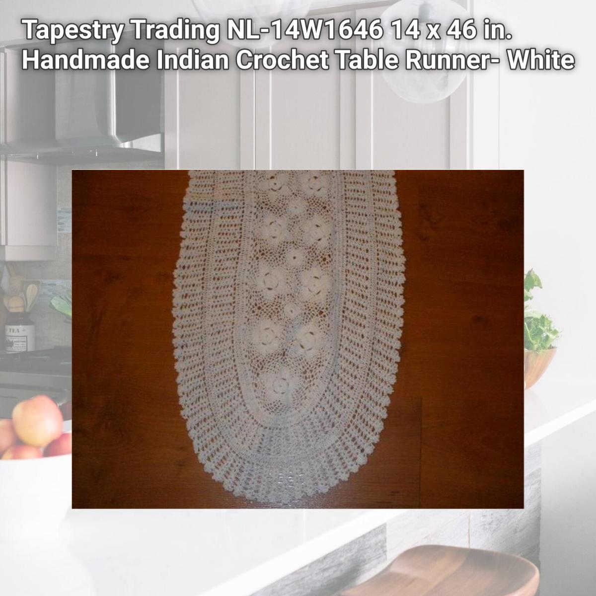 Picture of Tapestry Trading NL-14W1646 14 x 46 in. Handmade Indian Crochet Table Runner- White
