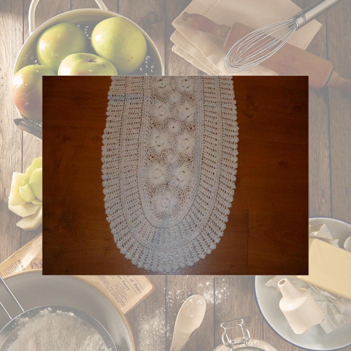 Picture of Tapestry Trading NL-14W1646 14 x 46 in. Handmade Indian Crochet Table Runner- White