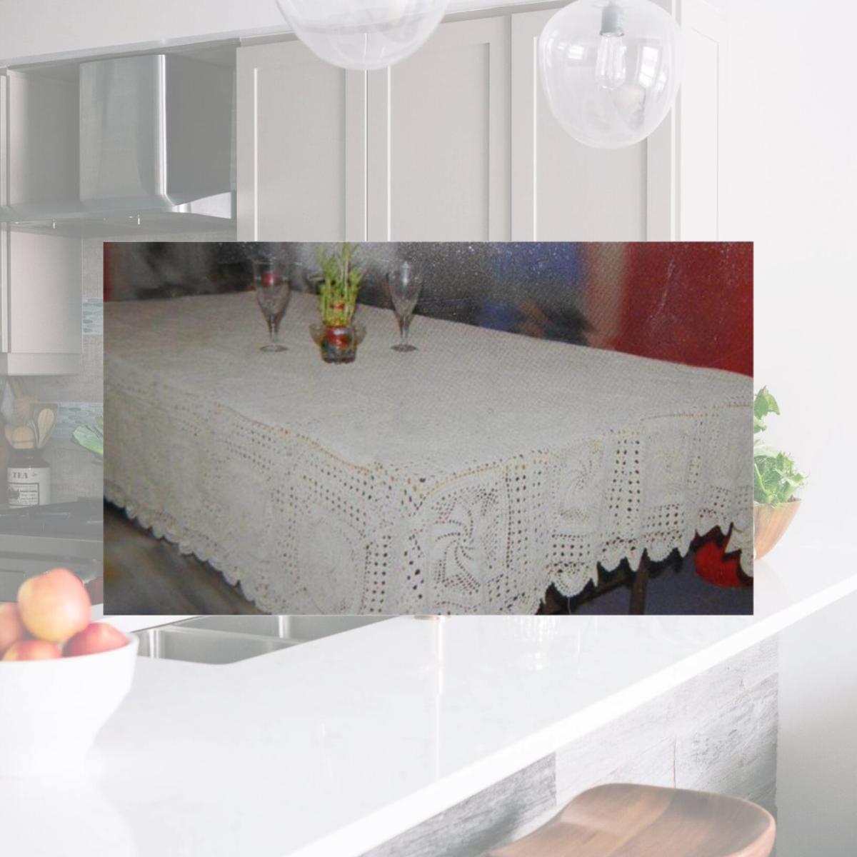 Picture of Tapestry Trading GL-29W6072 60 x 72 in. Handmade Indian Crochet Table Cloth- White
