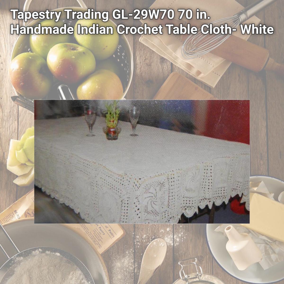 Picture of Tapestry Trading GL-29W70 70 in. Handmade Indian Crochet Table Cloth- White