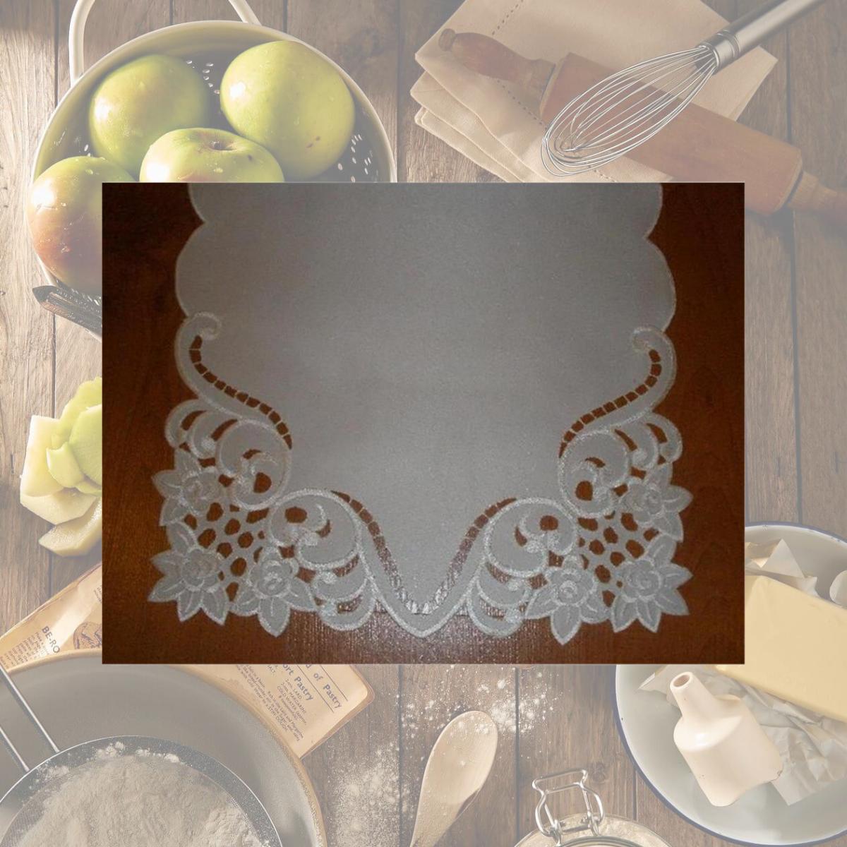 Picture of Tapestry Trading RC0446-12 12 in. Embroidered Roses And Lacy Cutwork Doilies- Ivory