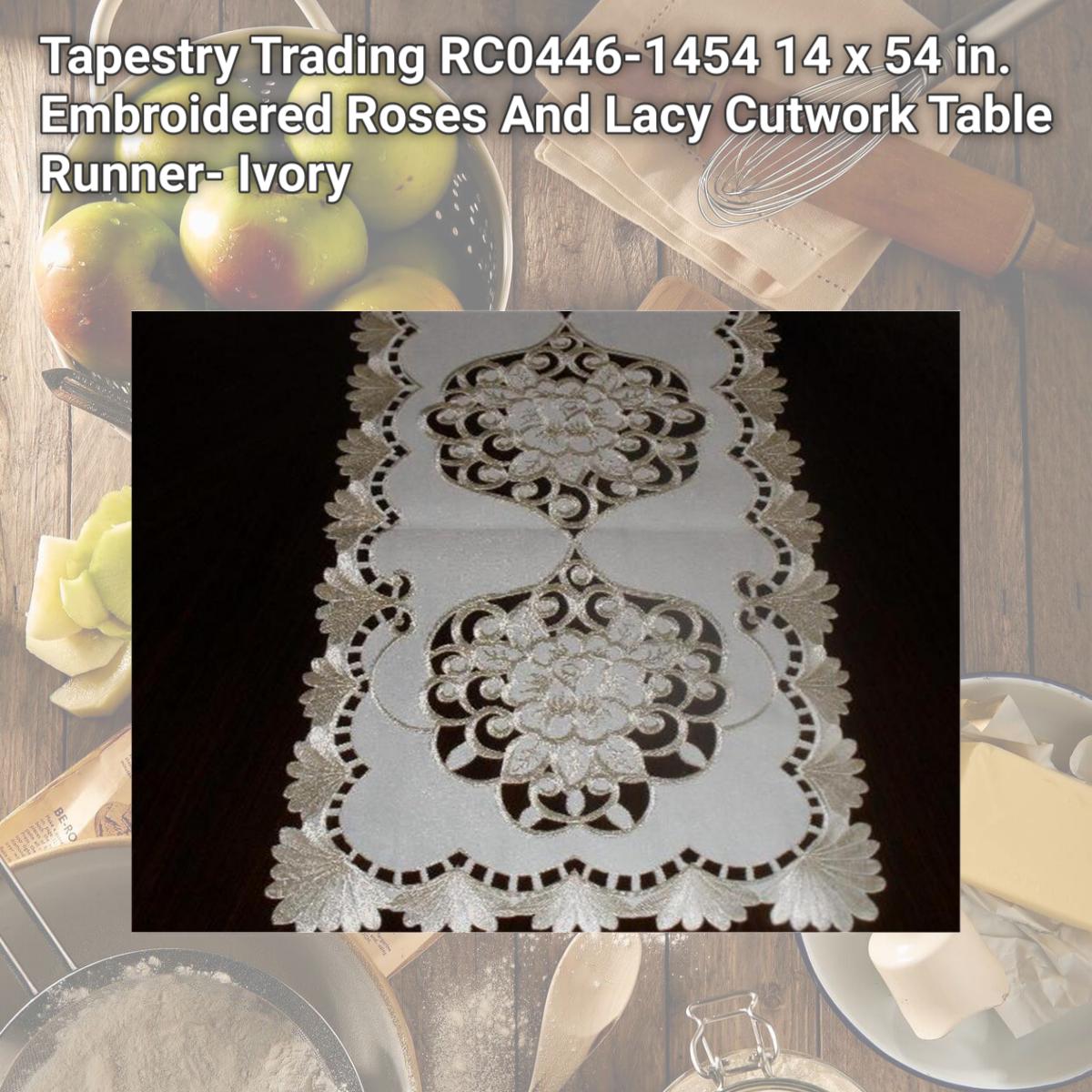 Picture of Tapestry Trading RC0446-1454 14 x 54 in. Embroidered Roses And Lacy Cutwork Table Runner- Ivory