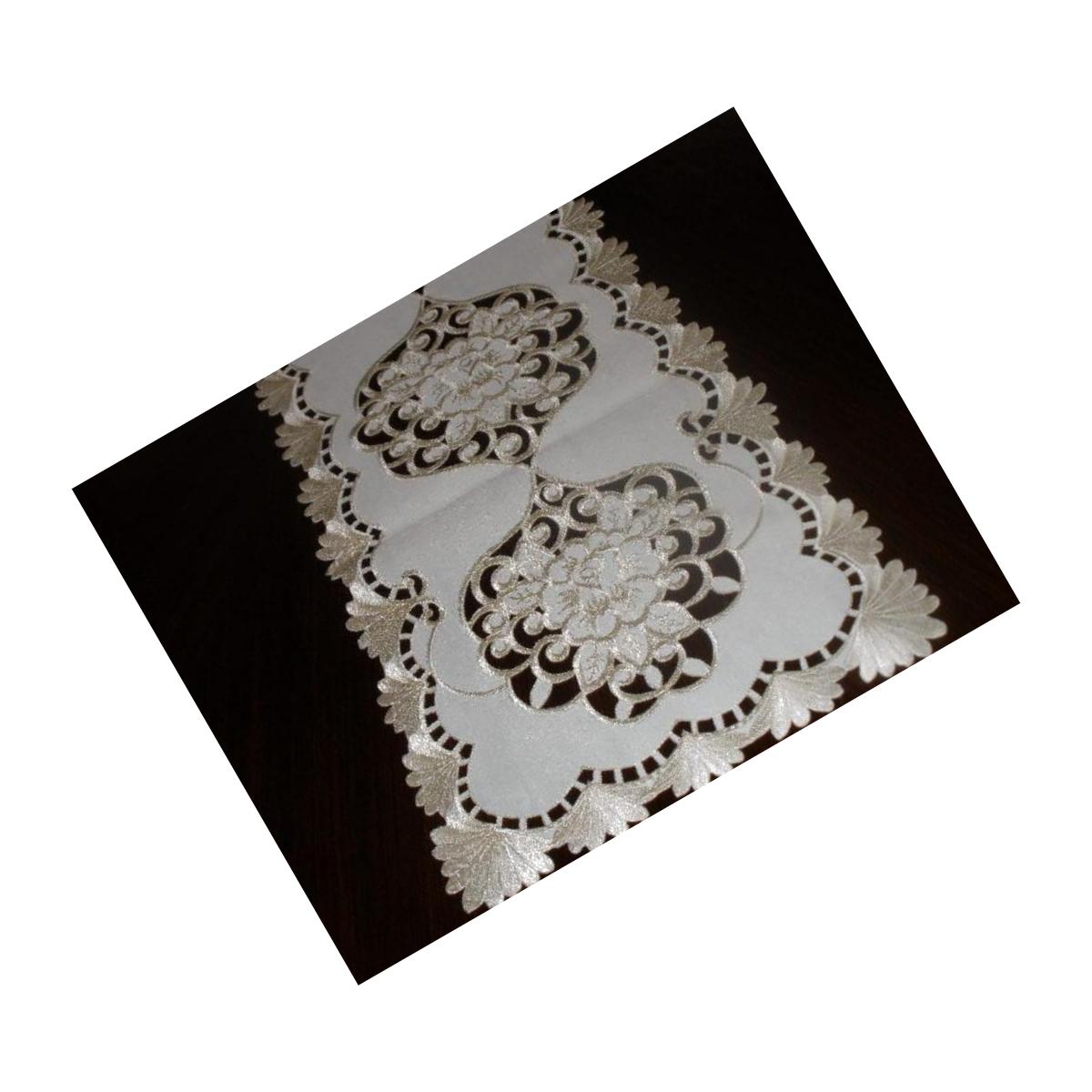 Picture of Tapestry Trading RC0446-1490 14 x 90 in. Embroidered Roses And Lacy Cutwork Table Runner- Ivory