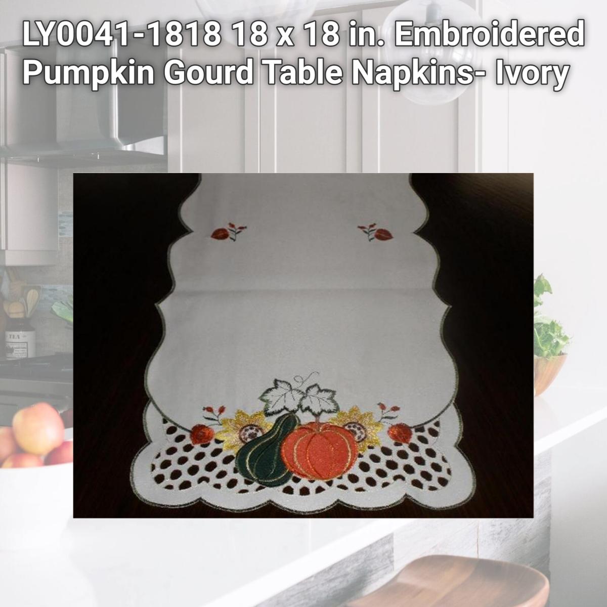 Picture of Tapestry Trading LY0041-1818 18 x 18 in. Embroidered Pumpkin Gourd Table Napkins- Ivory