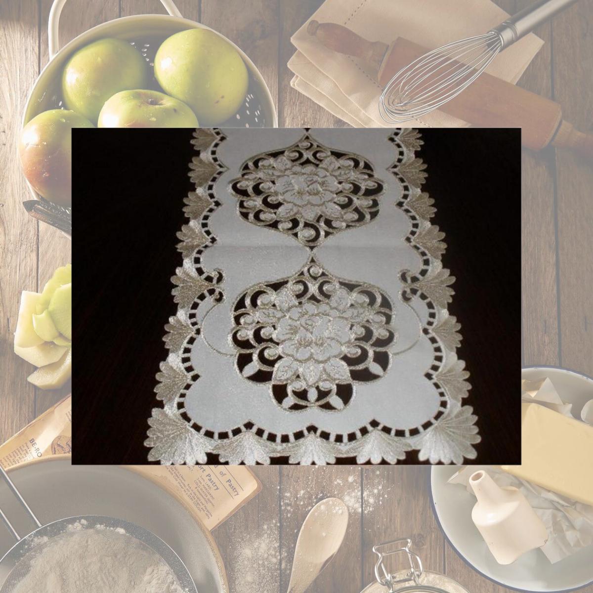 Picture of Tapestry Trading LY0045-1472 13 x 72 in. Embroidered Rose Cutwork Table Runner- Ivory