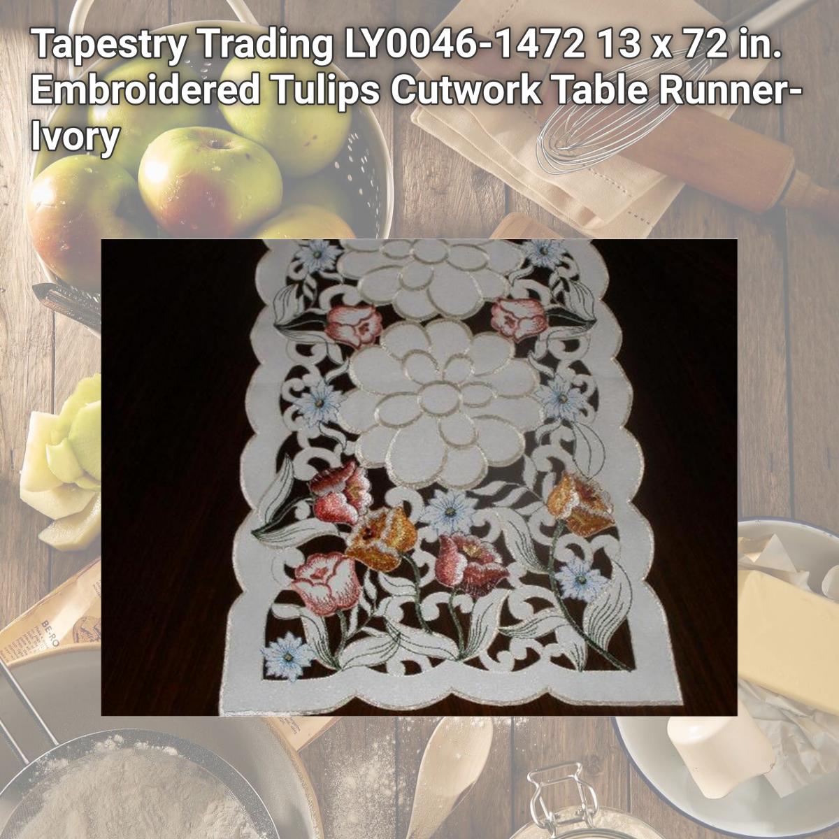 Picture of Tapestry Trading LY0046-1472 13 x 72 in. Embroidered Tulips Cutwork Table Runner- Ivory