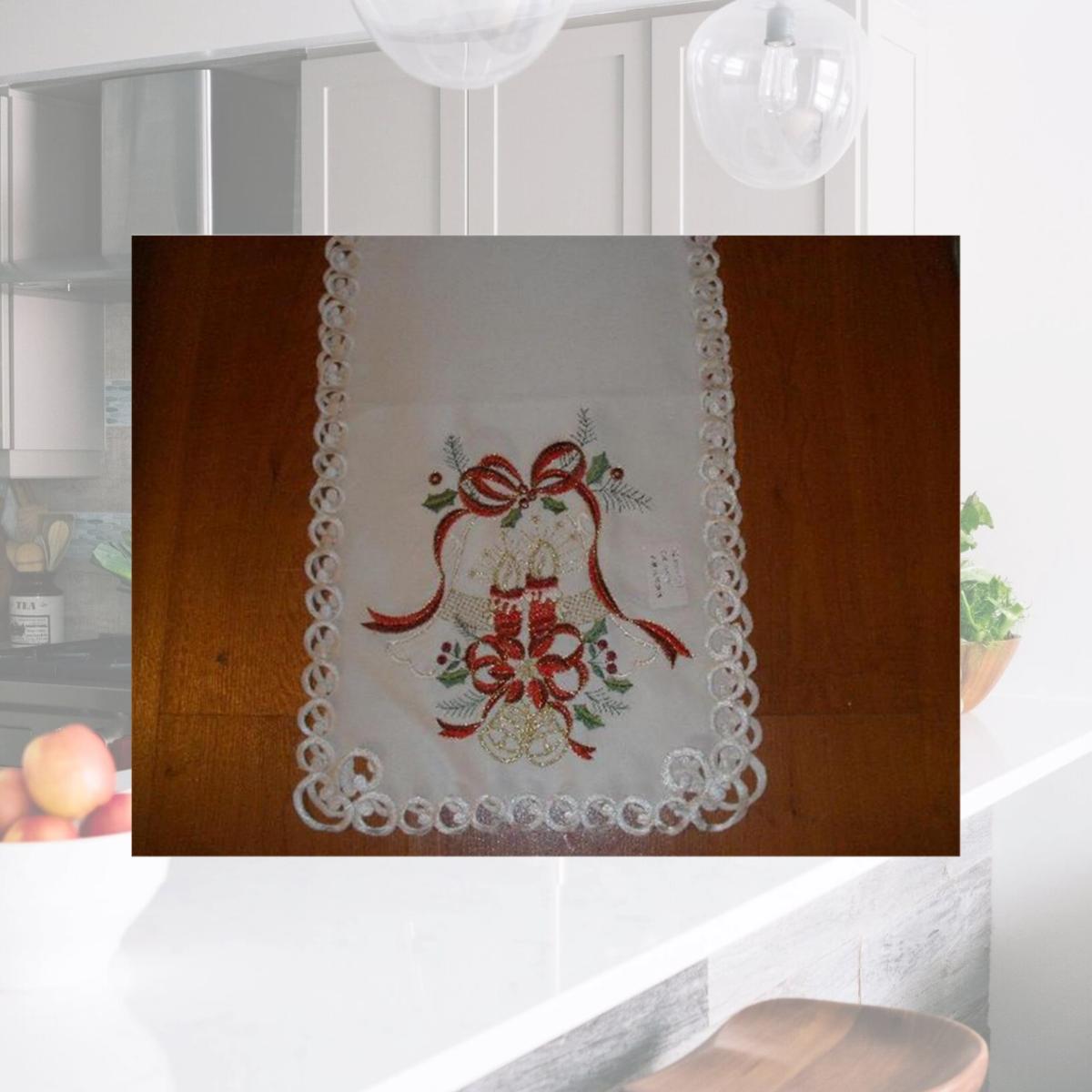 Picture of Tapestry Trading MH09123-1454 14 x 54 in. Embroidered Christmas Candles Cutwork Table Runner