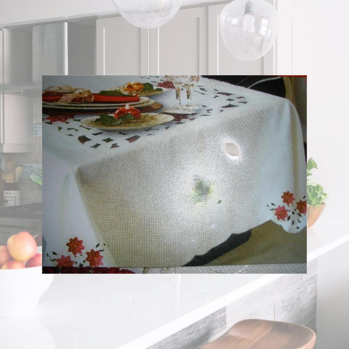 Picture of Tapestry Trading 05HZ4080-5252 52 x 52 in. Embroidered Christmas Poinsettia Jacquard Cutwork Table Cloth