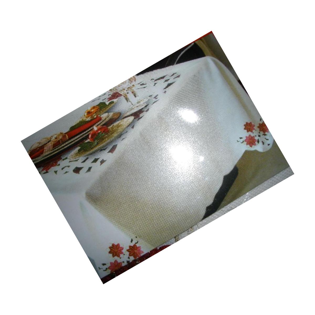 Picture of Tapestry Trading 05HZ4080-6090 60 x 90 in. Embroidered Christmas Poinsettia Jacquard Cutwork Table Cloth