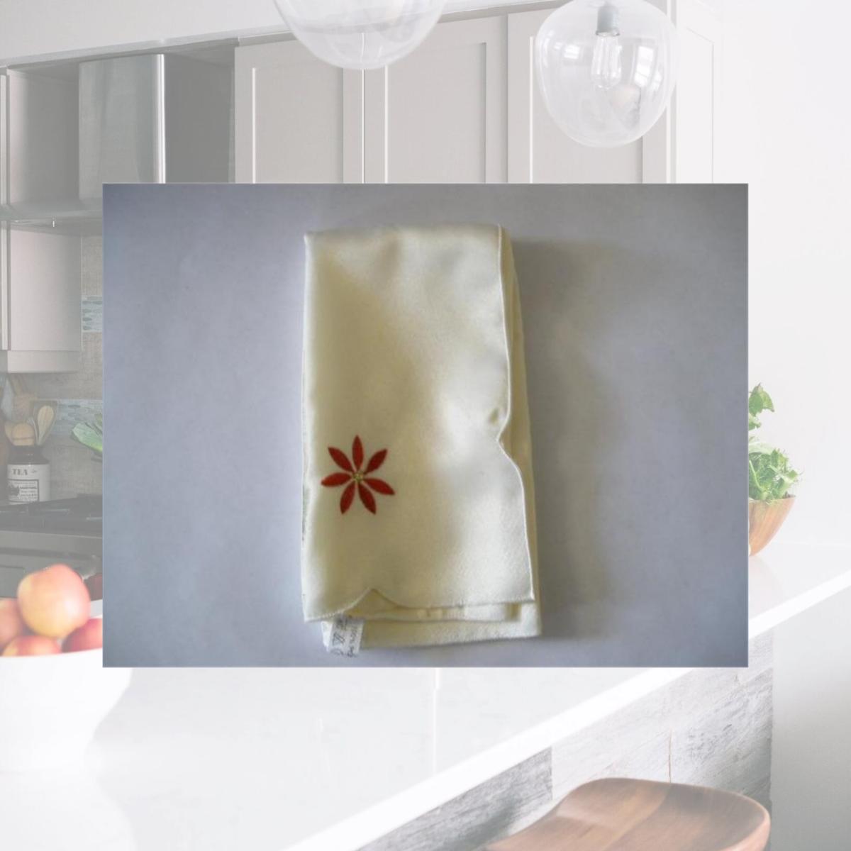 Picture of Tapestry Trading 05HZ4080-1717-4 Embroidered Christmas Poinsettia Jacquard Napkins- Set Of 4