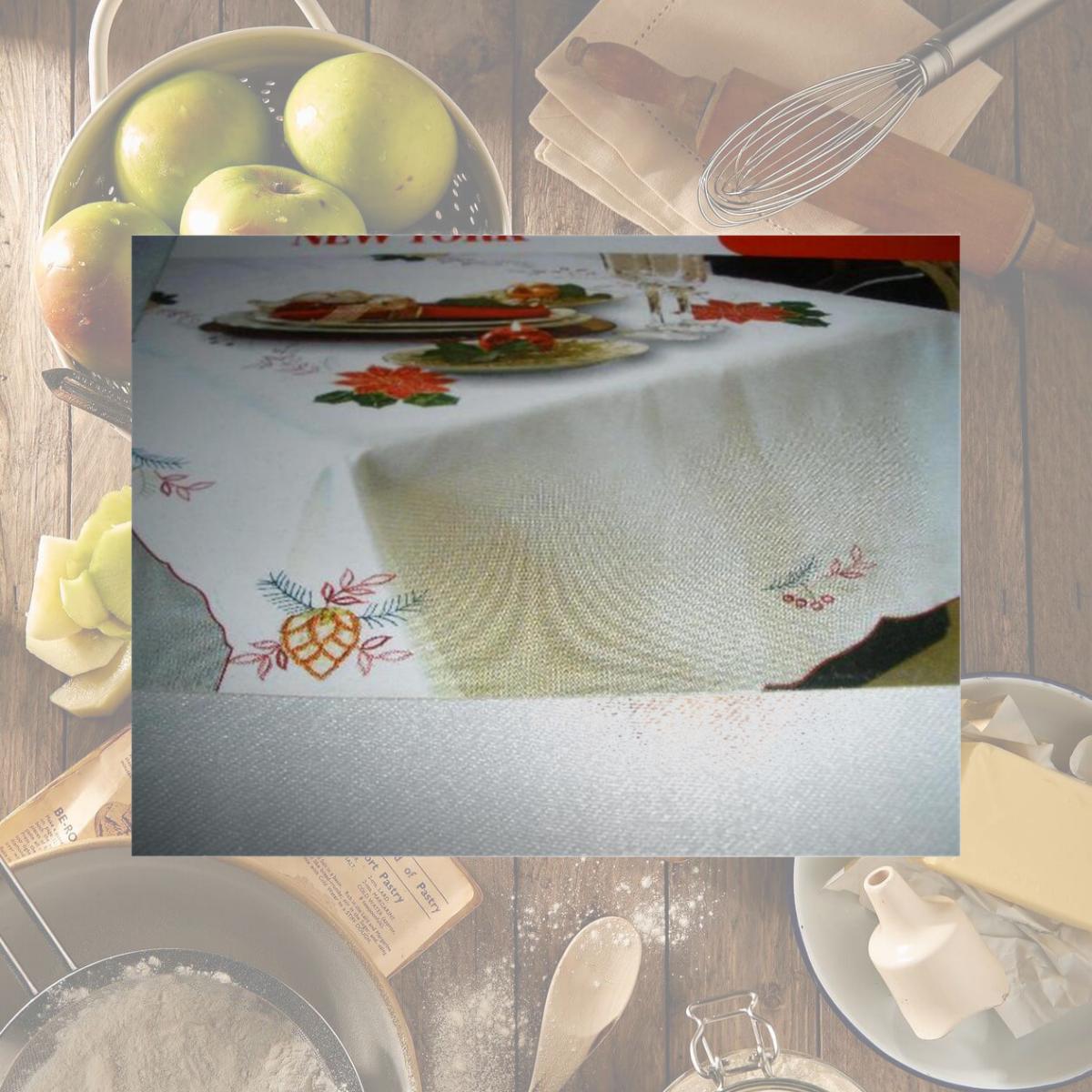 Picture of Tapestry Trading RC22355-52X70 52 x 70 in. Embroidered Christmas Poinsettia Cutwork Table Cloth