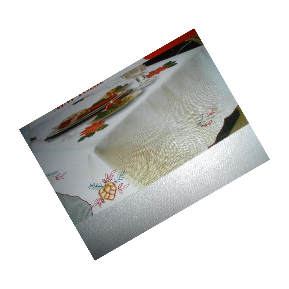 Picture of Tapestry Trading RC22355-60104 60 x 104 in. Embroidered Christmas Poinsettia Cutwork Table Cloth