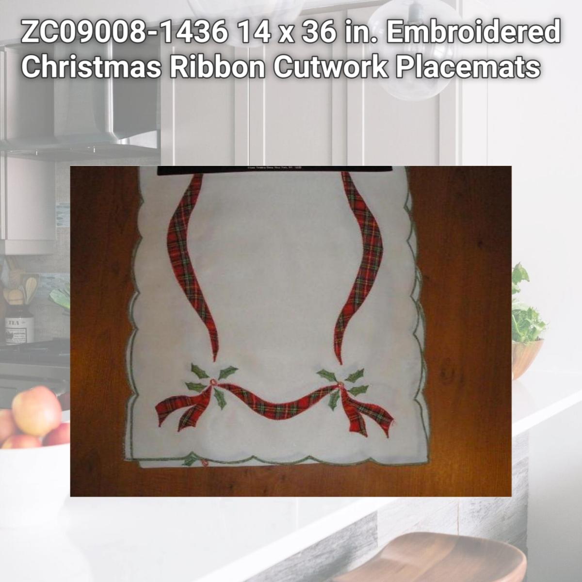 Picture of Tapestry Trading ZC09008-1436 14 x 36 in. Embroidered Christmas Ribbon Cutwork Placemats