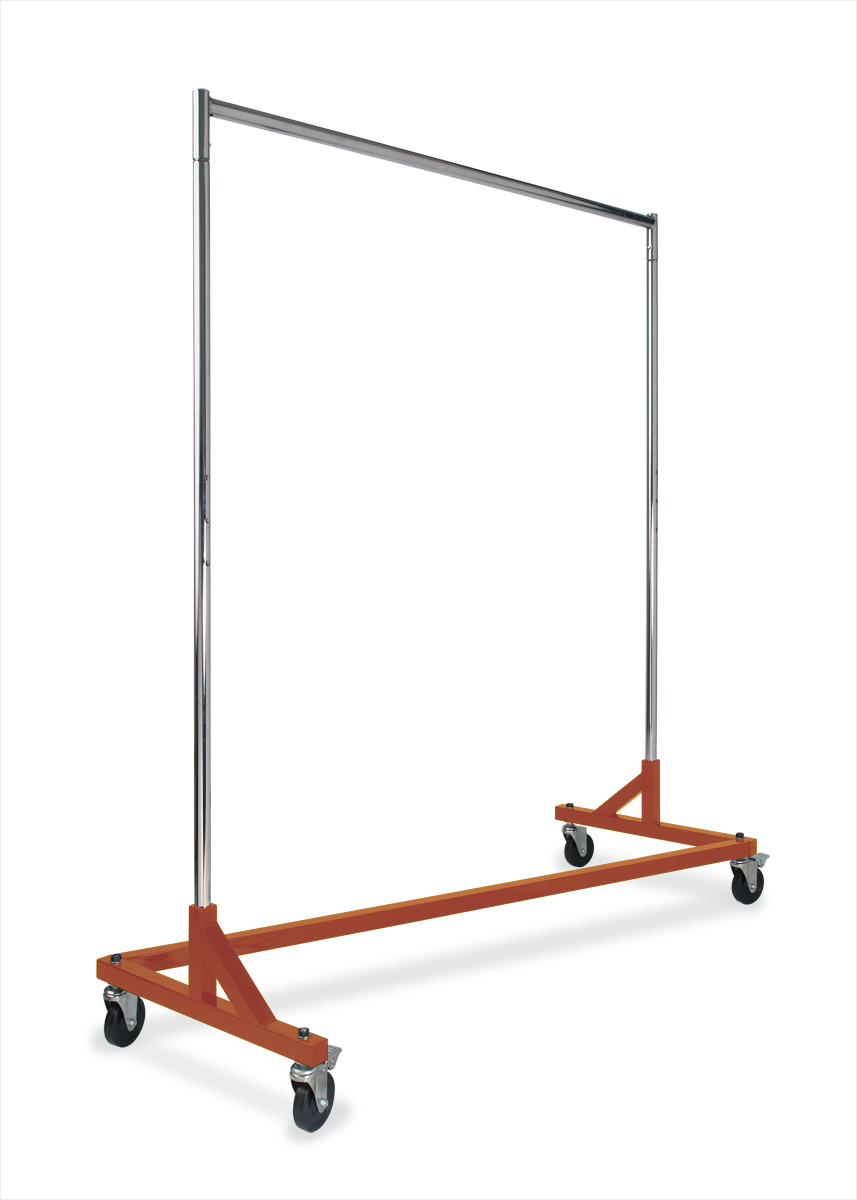 Rzk8rng Square Tubing Economy Z-rack With Orange Base - Chrome Uprights